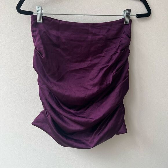 And Now This Womens Mini Skirt Ruched Side Zip Bodycon Purple Size Extra Small - Picture 4 of 8